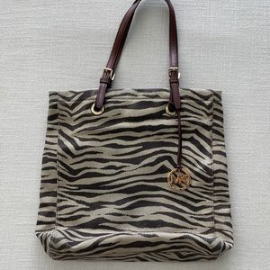 Authentic Michael Kors Zebra Gold Tote Bag